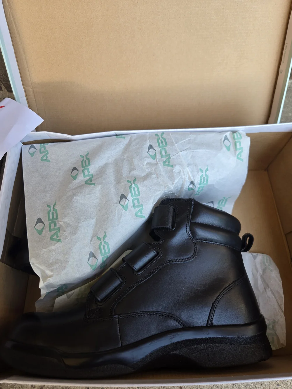 Apex Men's Black Leather Velcro Ankle Boots